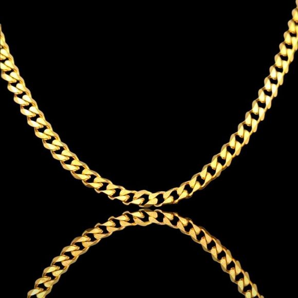 28" x 5mm 14K Gold Finish over 316L Stainless Steel Cuban Chain. - Picture 1 of 13